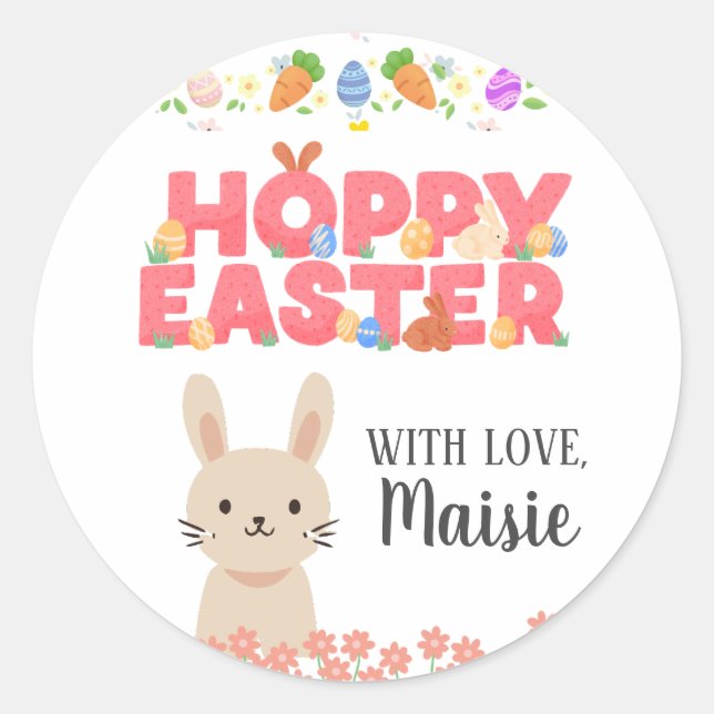 happy easter sticker personalized (Front)