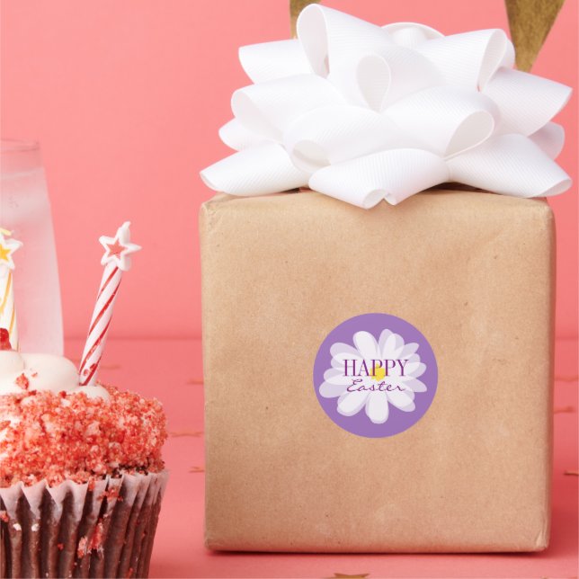 Happy Easter stickers with cute daisy flower (Party)