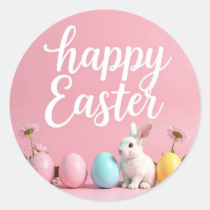 Happy Easter stickers with eggs and bunny