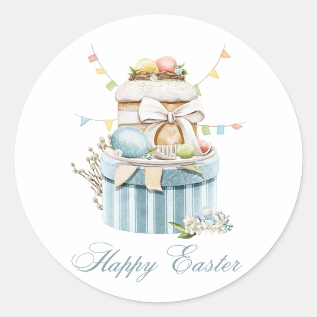 Happy Easter Stickers with Pastel Easter Eggs (Front)
