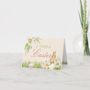 Happy Easter Sweet Bunny Personalized Floral Note Card