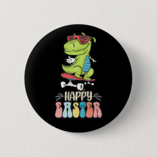 Happy Easter T Rex Dinosaur Bunny Rabbit Eggs 2 Inch Round Button