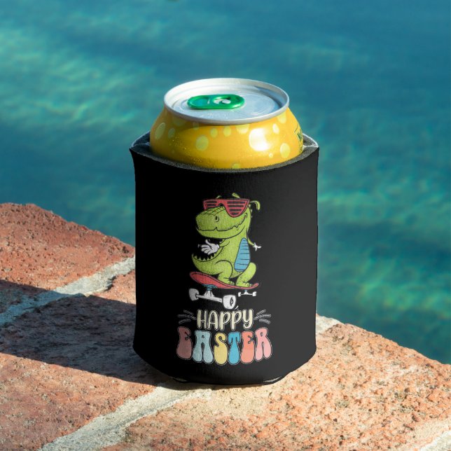 Happy Easter T Rex Dinosaur Bunny Rabbit Eggs Can Cooler (In Situ Pool)
