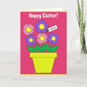 Happy Easter Teacher Flower Card