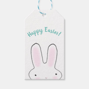 Happy Easter teal cute Easter Bunny custom script Gift Tags
