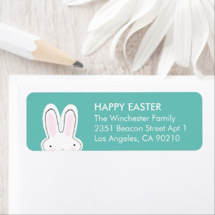 Happy Easter teal cute funny bunny modern address