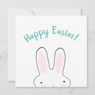 Happy Easter teal funny bunny custom script cute Card