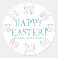 Happy Easter teal white custom cute bunnies fun