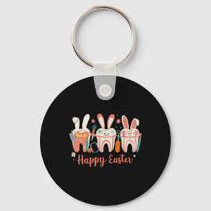 Happy Easter Teeth Tooth Rabbit Ears Dental Dentis Keychain