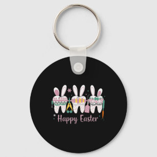 Happy Easter Teeth Tooth Rabbit Ears Dental Dentis Keychain