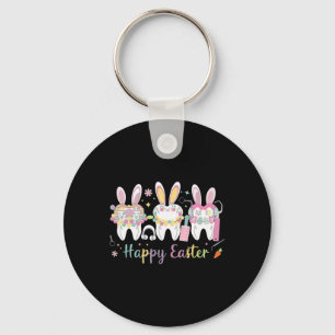 Happy Easter Teeth Tooth Rabbit Ears Dental Dentis Keychain