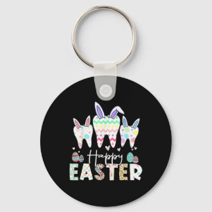 Happy Easter Teeth Tooth Rabbit Ears Dental Dentis Keychain
