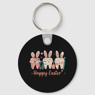 Happy Easter Teeth Tooth Rabbit Ears Dental Dentis Keychain