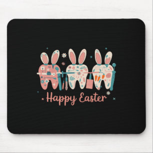 Happy Easter Teeth Tooth Rabbit Ears Dental Dentis Mouse Pad
