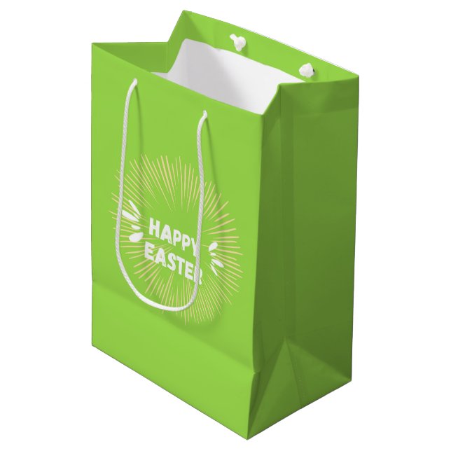 Happy Easter text on green Medium Gift Bag (Front Angled)