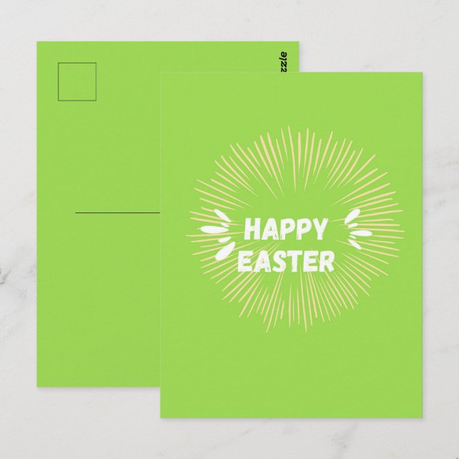 Happy Easter text on green Postcard (Front/Back)