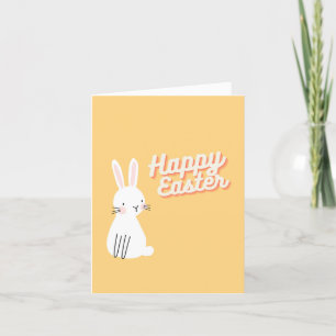 Happy Easter text with bunny orange Thank You Card