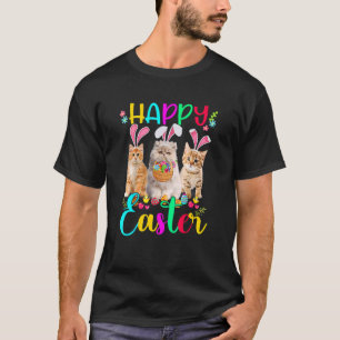 Happy Easter Three Cat Wearing Bunny Ear Bunny Cat T-Shirt