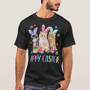 Happy Easter Three Cat Wearing Bunny Ear Kitty Kit T-Shirt