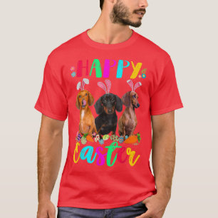 Happy Easter Three Dachshund Wearing Bunny Ears Eg T-Shirt