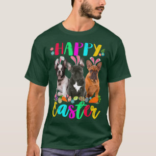 Happy Easter Three French Bulldog Wearing Bunny Ea T-Shirt