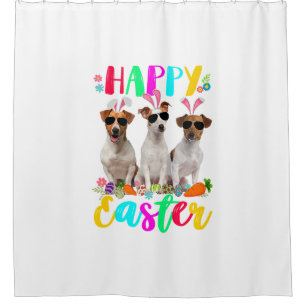 happy easter three jack russell terrier wearing bu