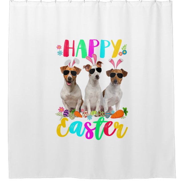 happy easter three jack russell terrier wearing bu (Front)