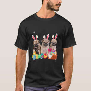 Happy Easter Three Pug Wearing Bunny Ear Dog Lover T-Shirt