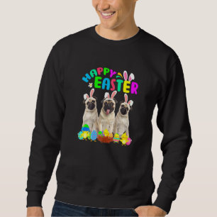 Happy Easter Three Pug Wearing Bunny Ear Pug Sweatshirt