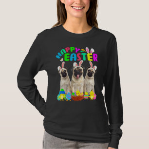 Happy Easter Three Pug Wearing Bunny Ear Pug  T-Shirt