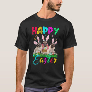 Happy Easter Three Pug Wearing Bunny Ear Pug T-Shirt