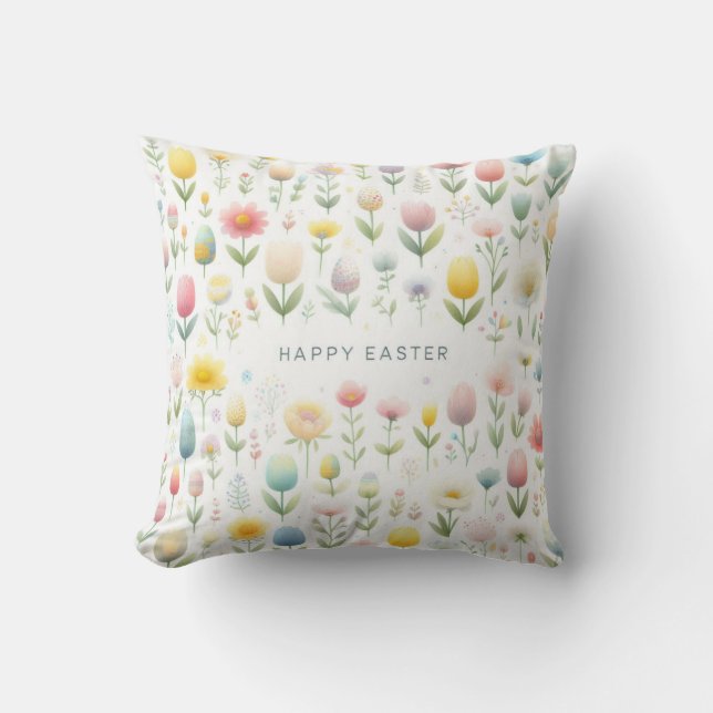 Happy Easter Throw Pillow (Front)