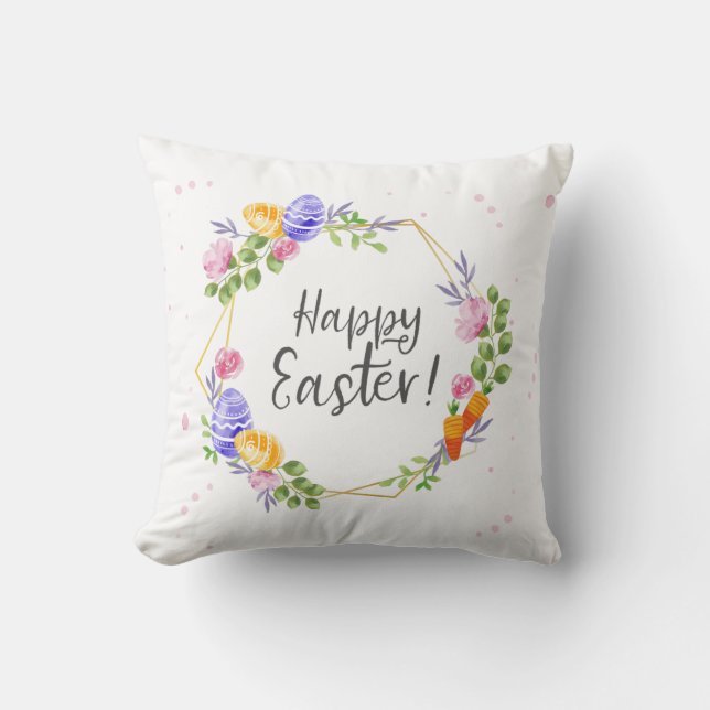 Happy Easter Throw Pillow (Front)