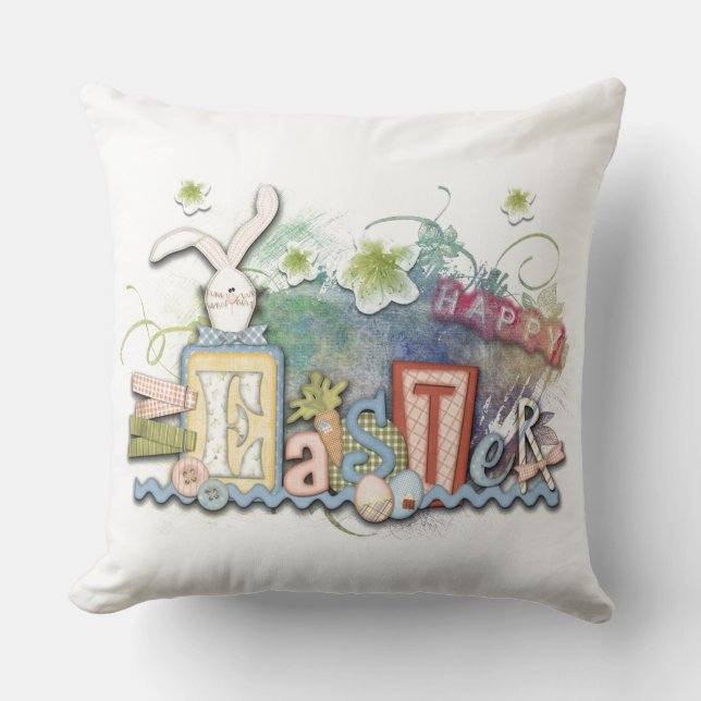 Happy Easter Throw Pillow (Front)