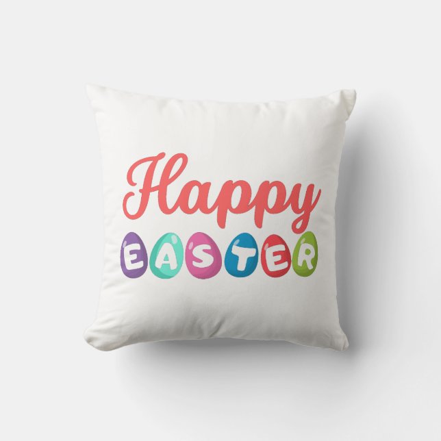 Happy Easter Throw Pillow (Front)