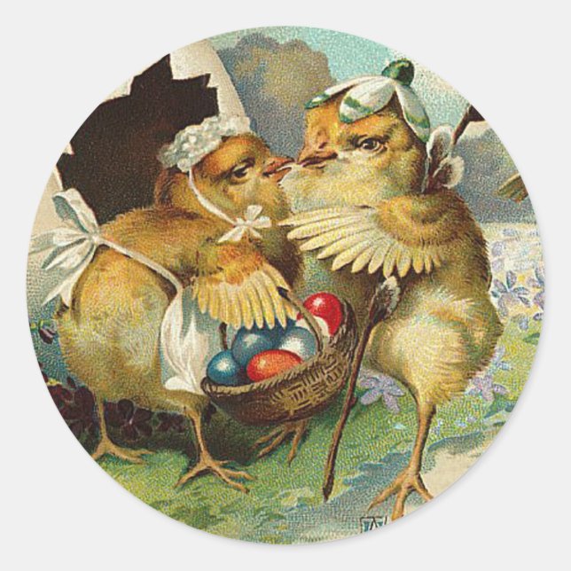 Happy Easter Tide Vintage Classic Round Sticker (Front)