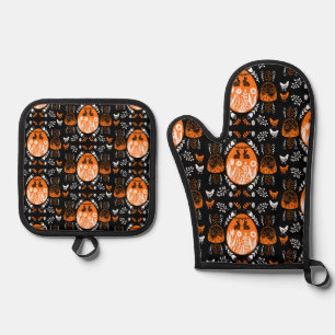 Happy Easter Time Holiday Gift Oven Mitt & Pot Holder Set