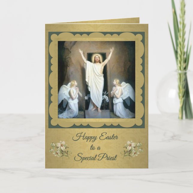 Happy Easter to a Catholic Priest Religious Holiday Card (Front)