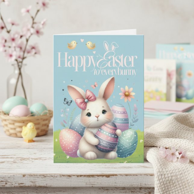 Happy Easter to Everybunny Cute Custom Easter Holiday Card (Happy Easter to Everybunny Cute Custom Easter Holiday Card)