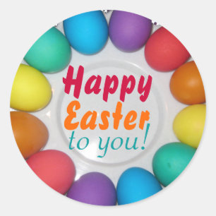 Happy Easter to you! Rainbow Easter Classic Round Sticker