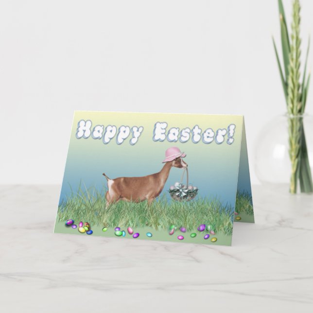 Happy Easter Toggenburg  Goat Holiday Card (Front)