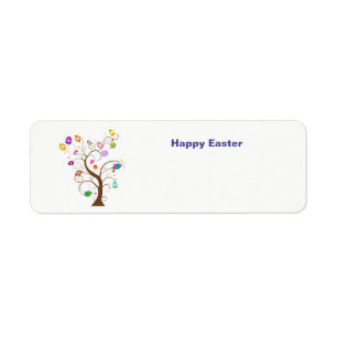 Happy easter tree with decorative eggs