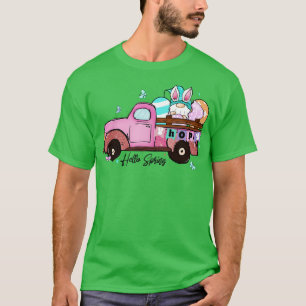 Happy Easter Truck Hello Spring Gnome Eggs T-Shirt