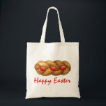Happy Easter Tsoureki Greek Armenian Holiday Bread Tote Bag<br><div class="desc">Design features an original illustration of a loaf of tsoureki, a traditional sweet holiday bread popular in Greece, as well as in America during the Easter season. This braided holiday bread, seasoned with orange zest and often decorated with dyed Easter eggs, is also eaten in Turkey and Armenia. This bread...</div>