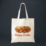 Happy Easter Tsoureki Greek Armenian Holiday Bread Tote Bag<br><div class="desc">Design features an original illustration of a loaf of tsoureki, a traditional sweet holiday bread popular in Greece, as well as in America during the Easter season. This braided holiday bread, seasoned with orange zest and often decorated with dyed Easter eggs, is also eaten in Turkey and Armenia. This bread...</div>