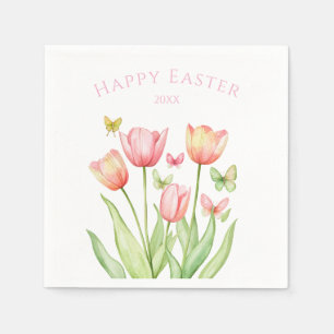 Happy Easter Tulip  Napkin
