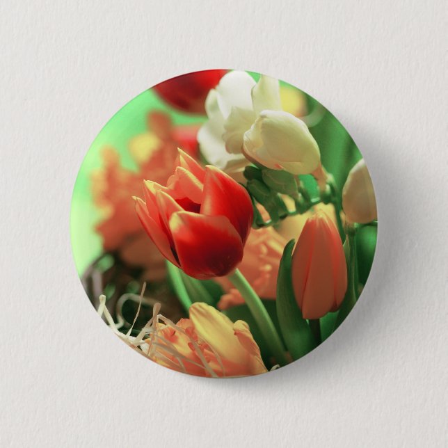 Happy Easter Tulips 2 Inch Round Button (Front)