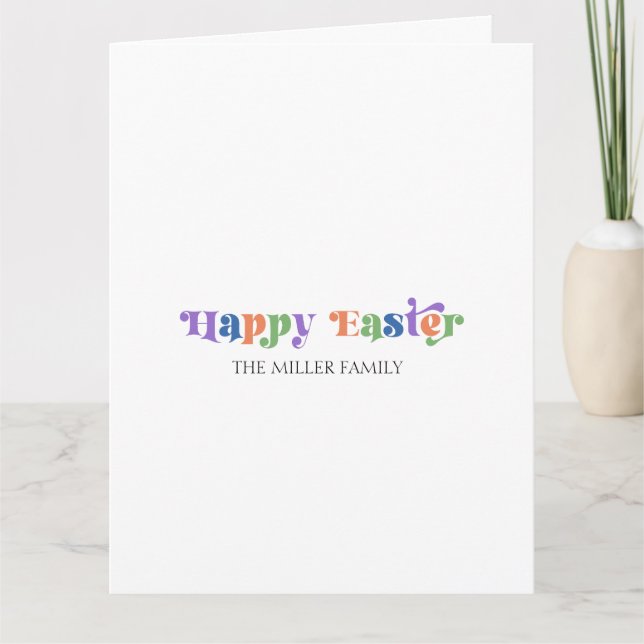 Happy Easter Typography Pastel Flowers Pattern Card (Front)