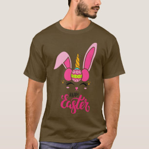 HAPPY EASTER Unicorn Bunny Face Eggs Girls Women K T-Shirt