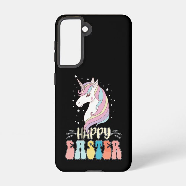 Happy Easter Unicorn Bunny Rabbit Eggs Samsung Galaxy S21 Case (Back)